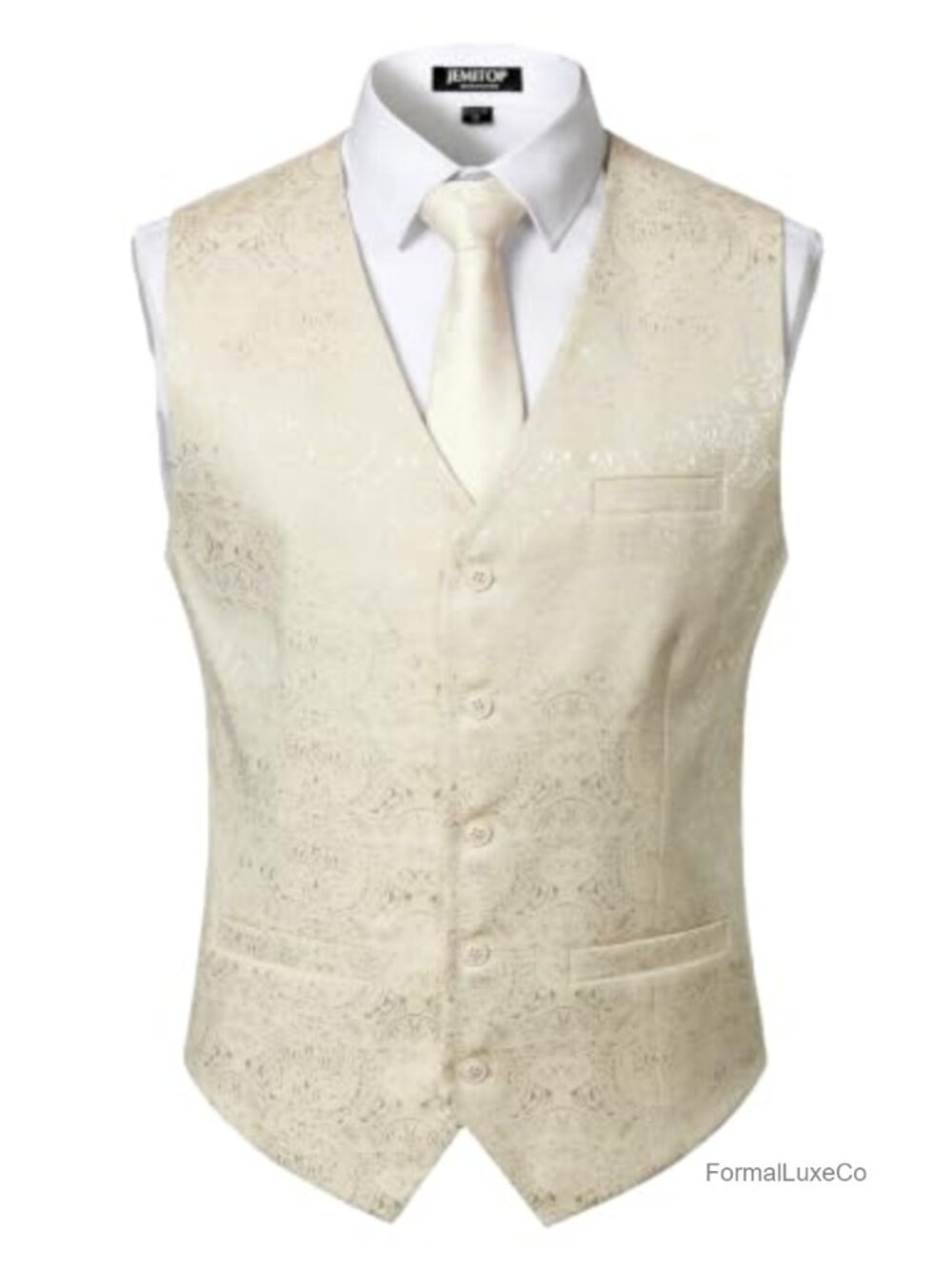 Paisley Jacquard Dress Vest Slim Fit V-Neck Suit Waistcoat Button